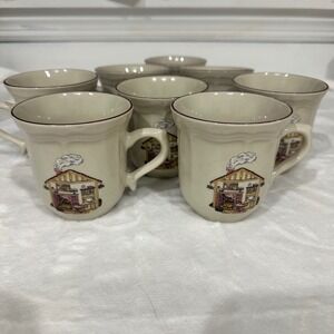 Century Stoneware Home Sweet Home Coffee Mugs Set of 8 Country Cottage Core